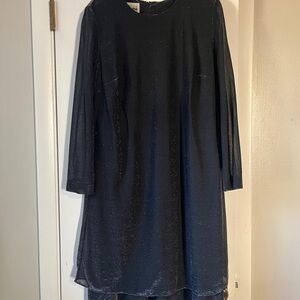 Leslie Fay Black and Silver Long Sleeve Sparkly Party Dress Size 16 Petite